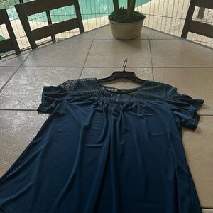 Elegant Teal Lace Women's Top